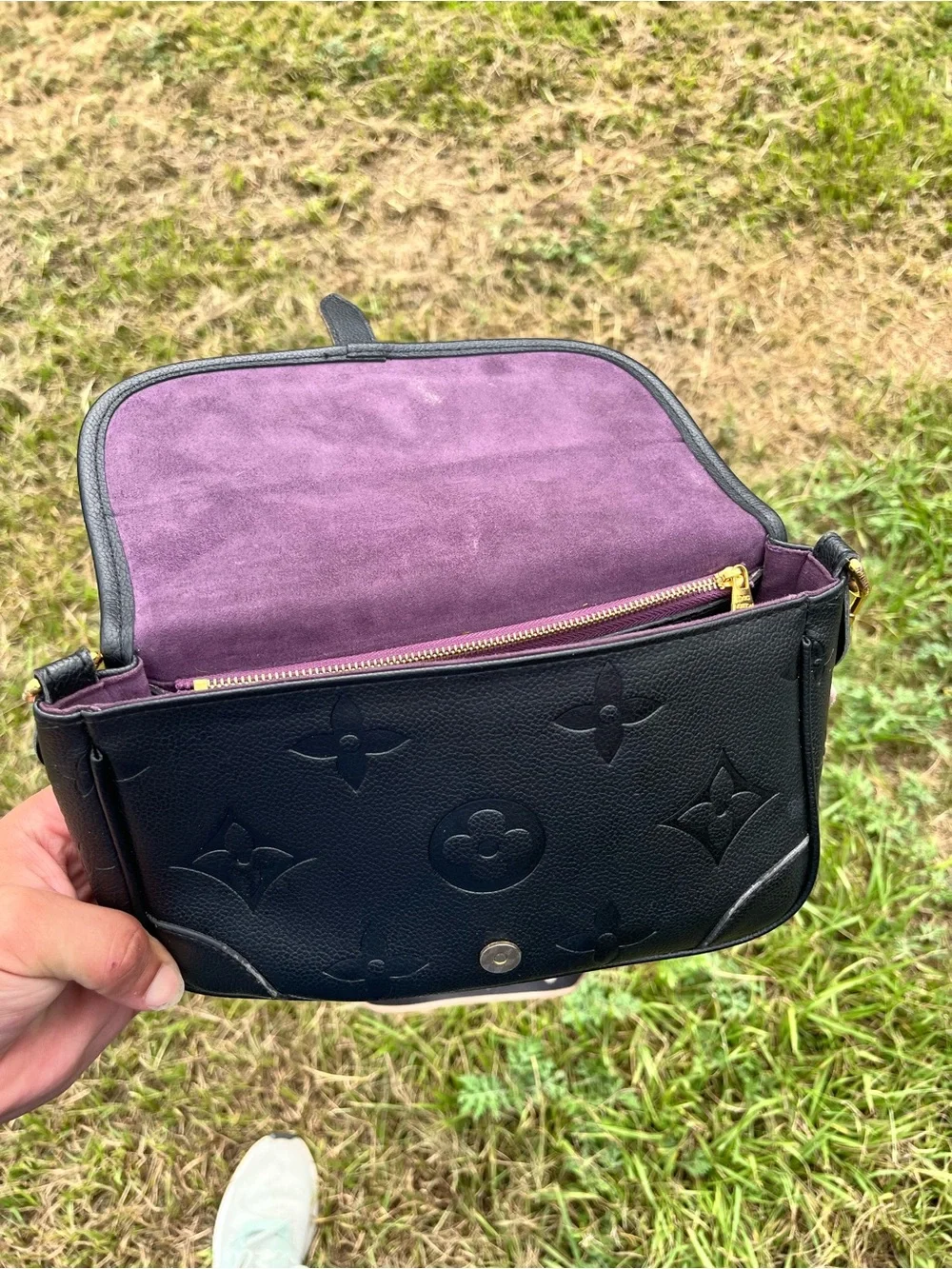 Louis Vuitton Black Embossed Monogram Crossbody Saddle Bag